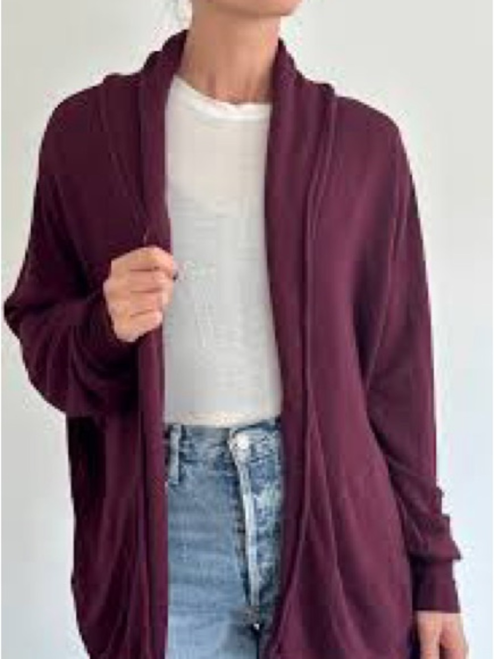 Pact Women's Open Cardigan Top in Plum